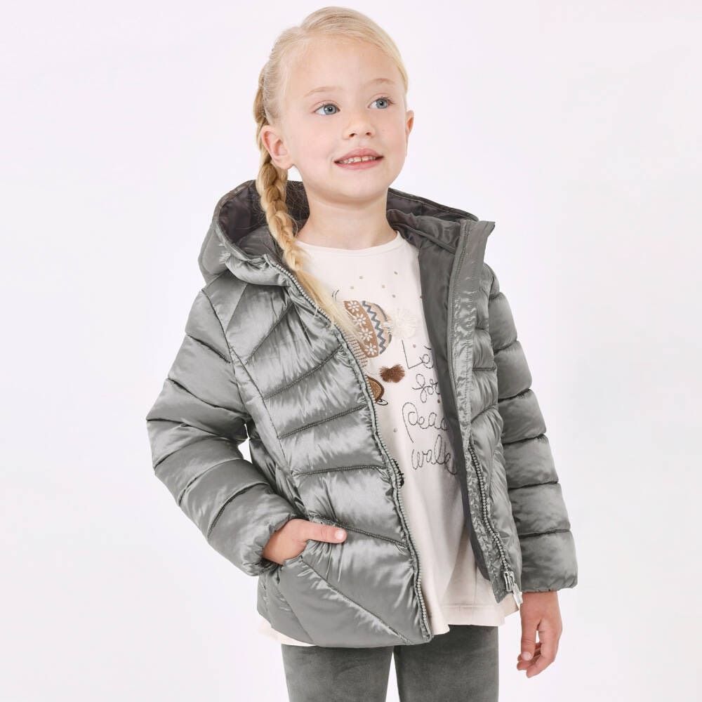 NEW MAYORAL GIRLS SILVER QUILTED JACKET Size 4